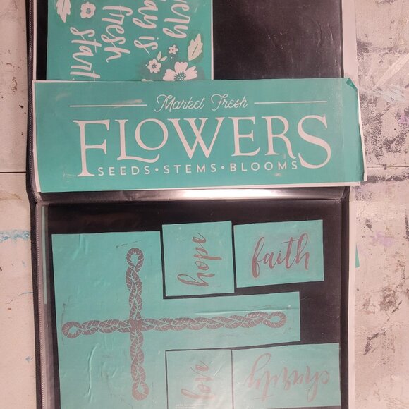 Bundle 4 ~ Reusable Silk Screen Stencils ~ 18 x 15 Binder~ Flowers, Garden, Bunn - Picture 7 of 16